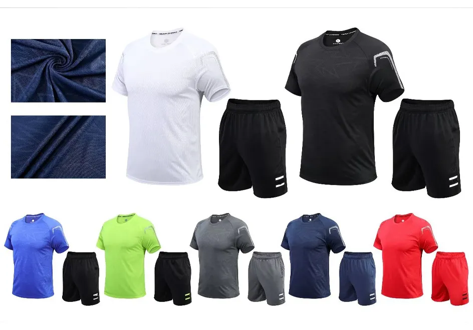 Mężczyznowe ubrania ubrania Letnie krótko-rękawowe Sport Sport Sport Ubranie joggingowe bawełniane oddychające koszula