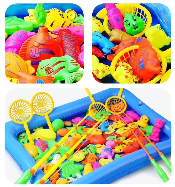 Interactive Magnetic Fishing Set In For Kids 3D Fish Rod Net Game