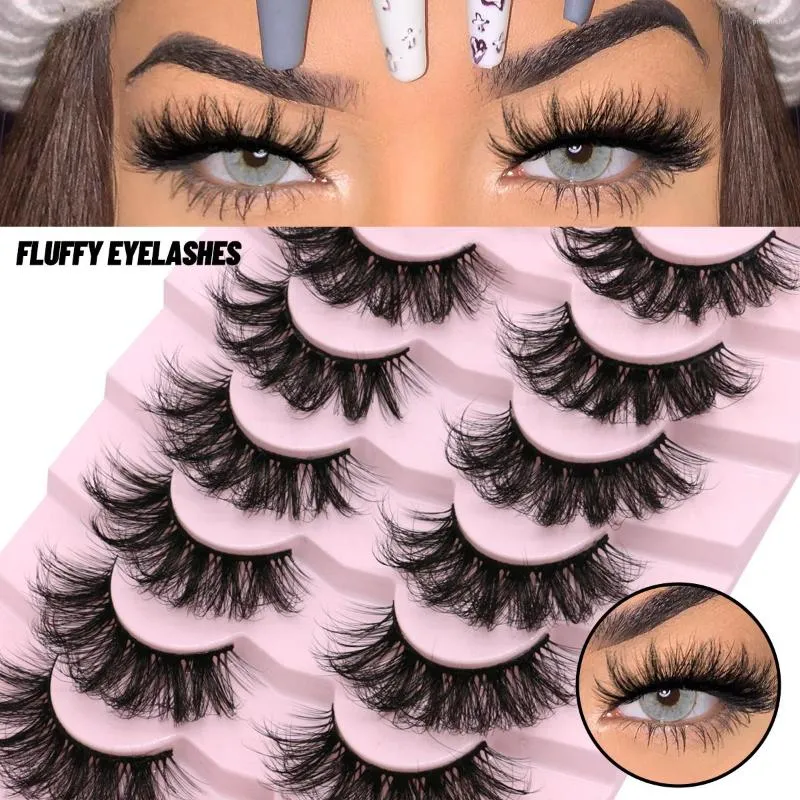 False Eyelashes GROINNEYA Lashes Mink Fluffy 5/7 Pairs Long Lasting Wispy Natural Dramatic Volume Extension Thick