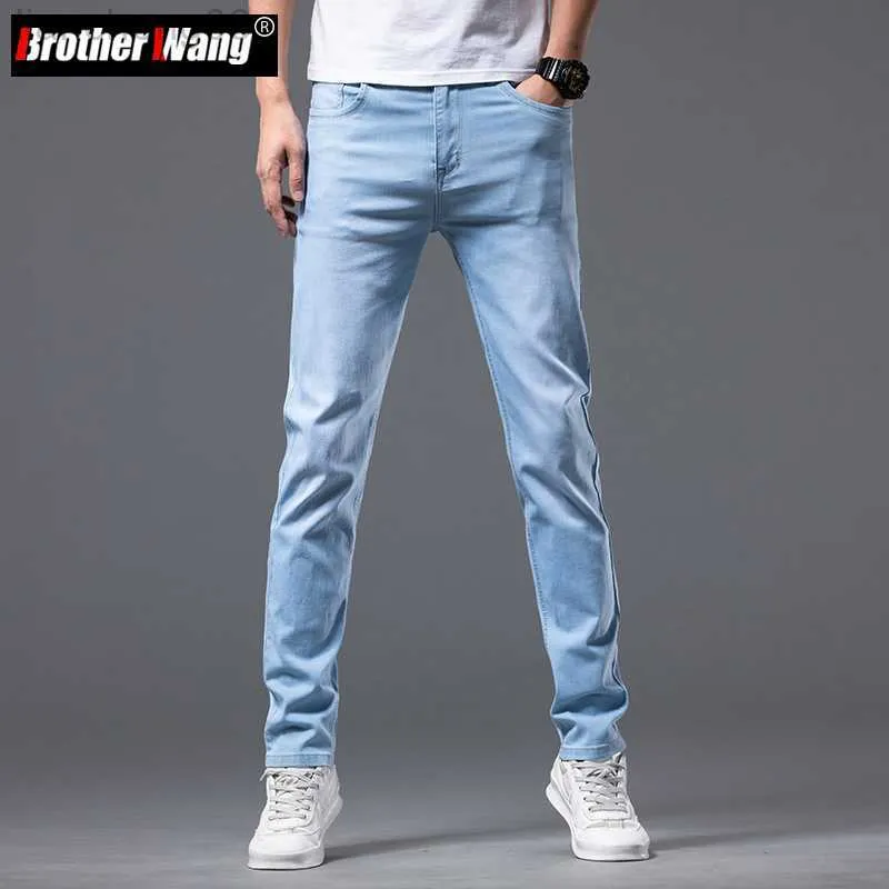 Heren jeans 6 kleur heren stretch skinny jeans nieuwe lente Koreaanse mode casual katoenen denim slanke broek mannelijke broek merk W0413