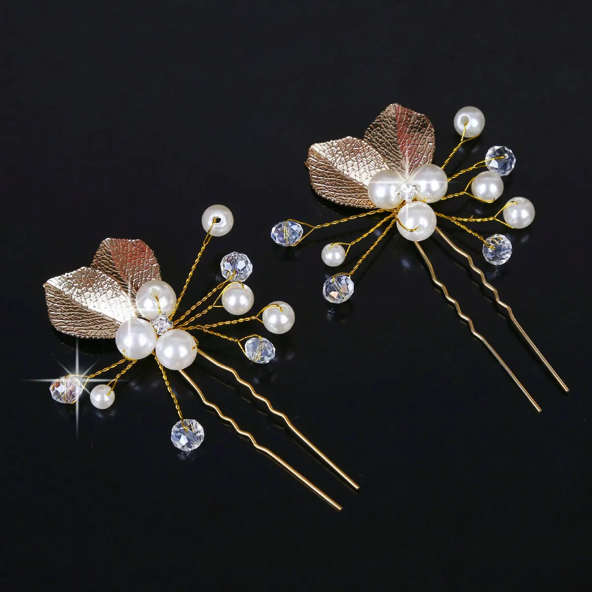 Wedding Accessories Golden Bridal Pearl Hairpins Flower Crystal Rhinestone Hair Pins Clips Bridesmaid Women Jewelry clip&pin