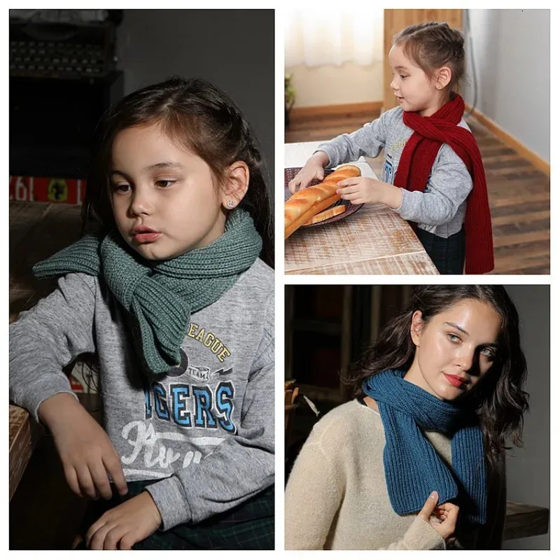 Lenços envolve bebê quente camisola de malha cachecol para crianças outono / inverno na Europa e América Natal lenço de cor sólida 231113