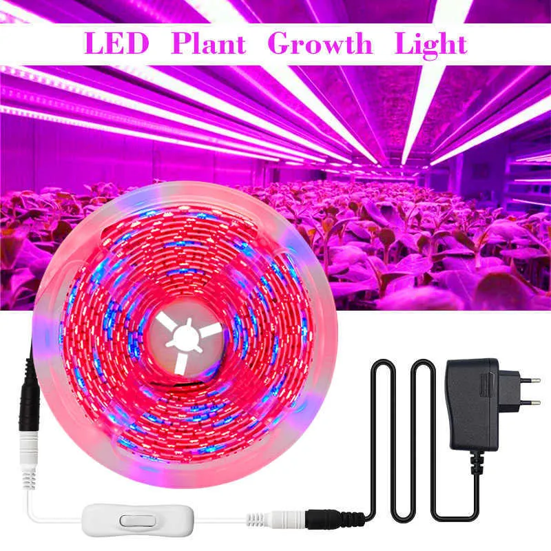 Grow Lights LED Plant Grow Strip lights Full Spectrum Flower phyto lamp Waterproof for Greenhouse Hydroponic Growth Light +Power adapter P230413