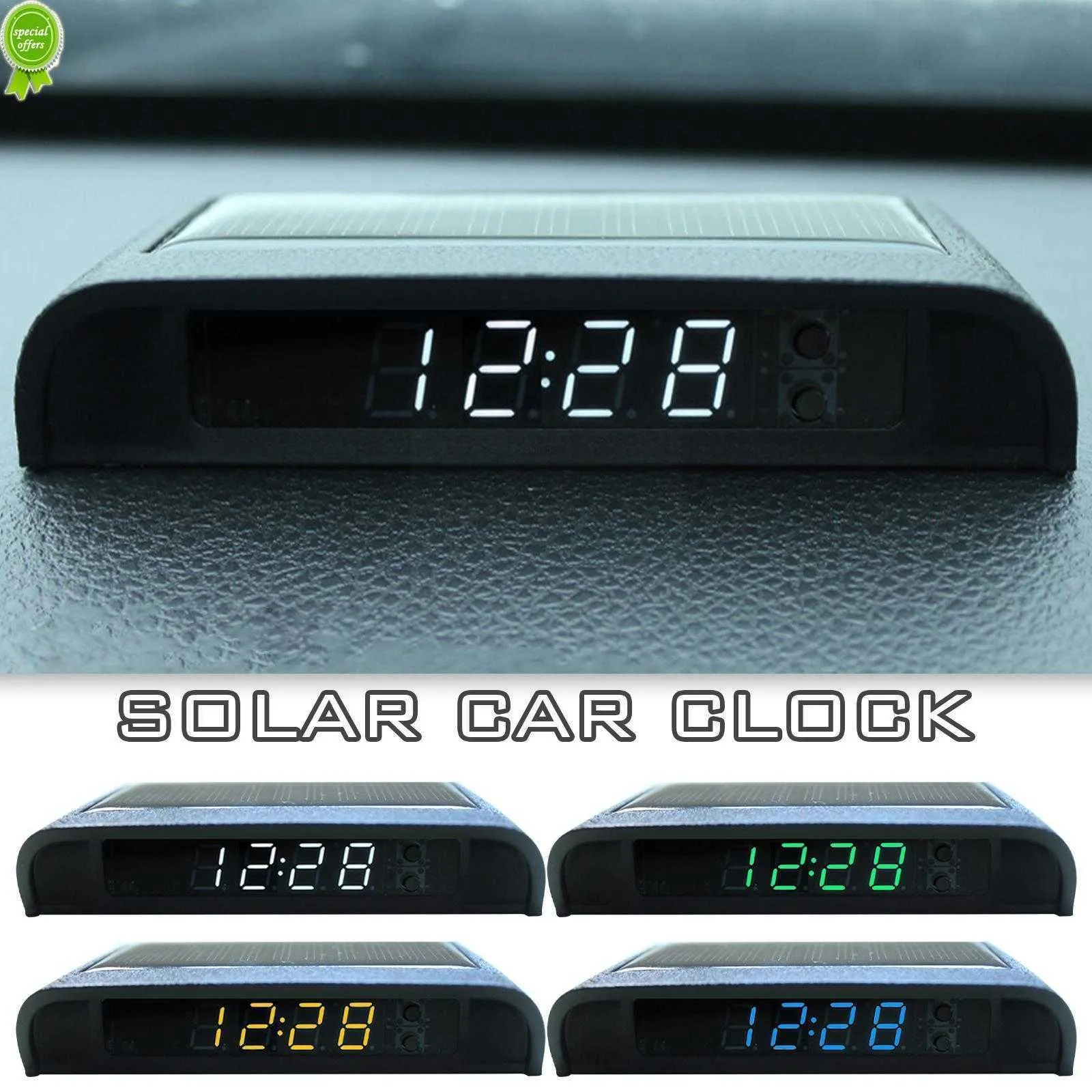 Mini Horloge Digitale Voiture – Support Autocollant, écran LCD – Pour Tableau De Bord, Bureau, Bateau