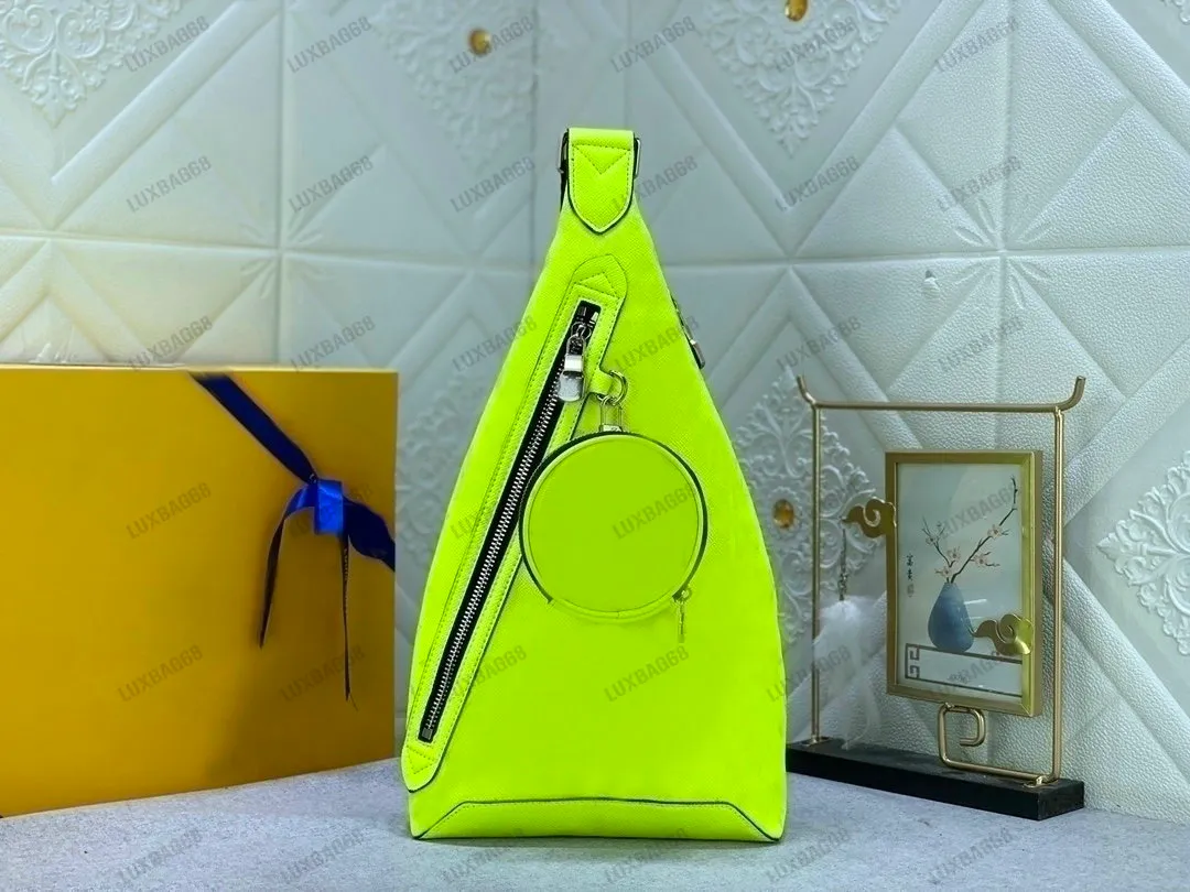 Neon Yellow Men's Sling Bag with Removable Coin Pouch - Classic Chest Shoulder Backpack (M30945)