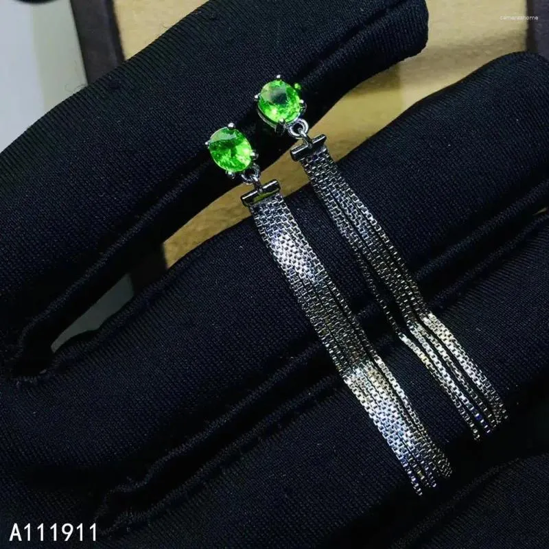 Pendientes colgantes KJJEAXCMY, joyería fina, Plata de Ley 925 con incrustaciones de tsavorita Natural, detección de soporte de moda para mujer