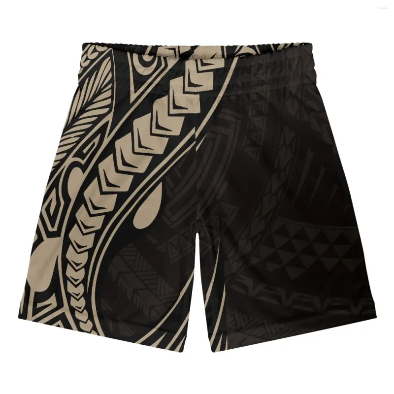 Shorts masculinos polinésio tribal fijian totem tatuagem fiji imprime verão de alta qualidade casual praia marca basquete