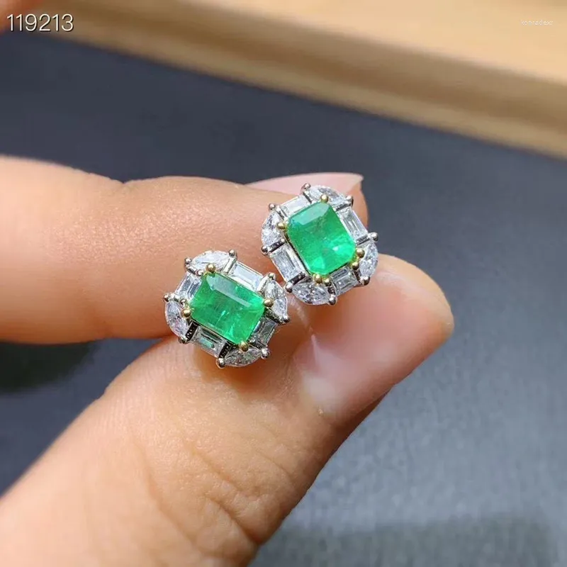 Stud Earrings Classic Silver Emerald 4 Mm 5 Natural Colombia Real 925 For Weddings