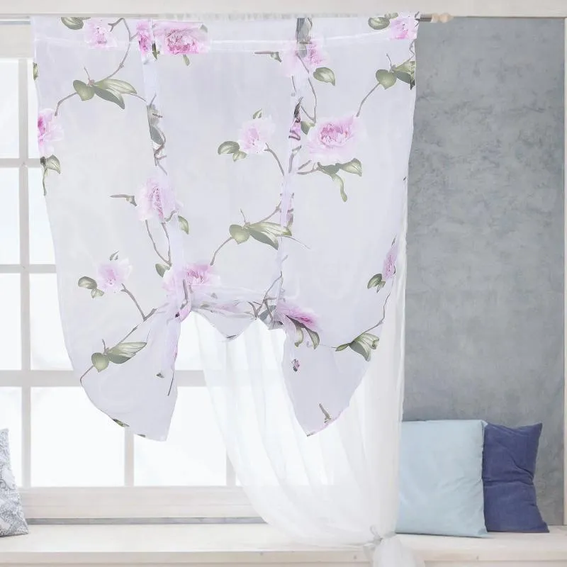 Gordijnvalance Romeinse blinde bloemen gordijnen voile raambekleding de bloemen semi -pure