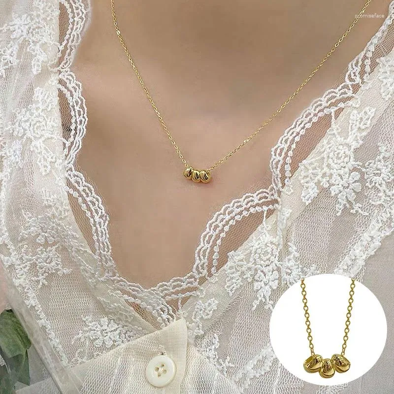 Ciondoli Collana geometrica in argento sterling 925 per donna Ragazza Goccia d'acqua Fagioli Design liscio Regalo di compleanno di gioielli