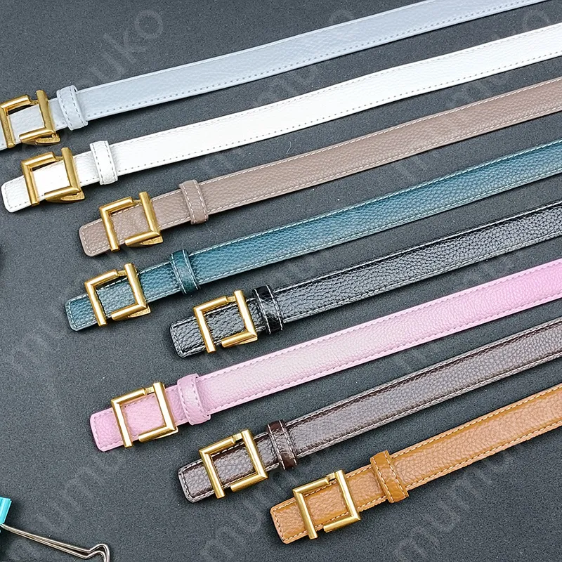Luxury Designer Pink Lychee Pattern Cowhide Belt With Gold Letters