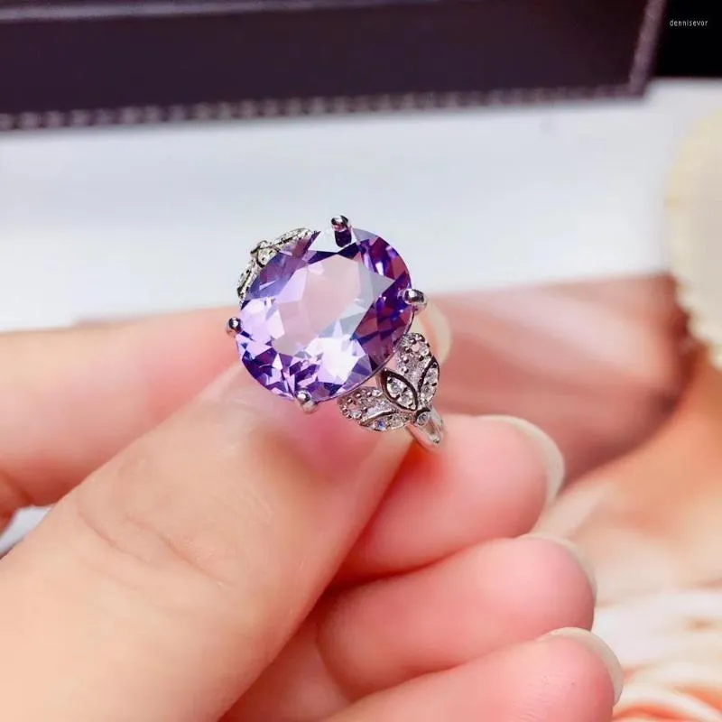 Cluster Ringe Charming Big Size Lila Amethyst / gelber Citrin Ring für Frauen Schmuck Echt 925 Silber Gute Farbe Naturstein Geburtstag