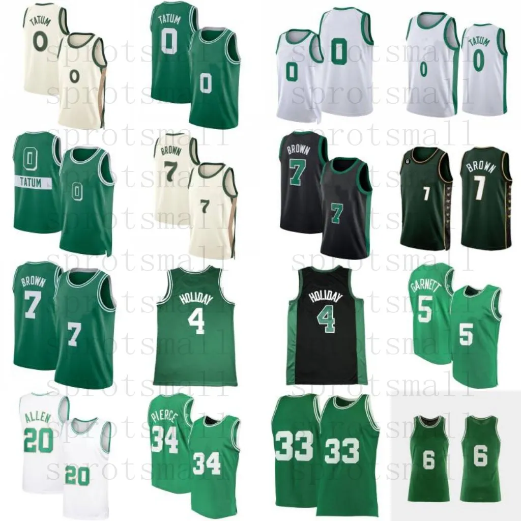 0 Jayson Tatum 7 Jaylen Brown Basketball Jersey 4 Jrue Holiday Retro 9 Rajon Rondo 5 Kevin Garnett 34 Paul Pierce 20 Allen Shirt