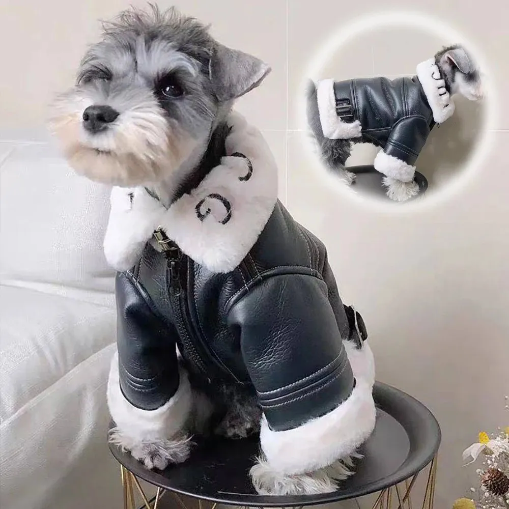 Dog Apparel Dog Clothes Pet Jacket Leather Motorcycle Small Dog Thicken Warm Clothes Fashion Autumn Winter Black Boy Mascotas Puppy Clothing 231110