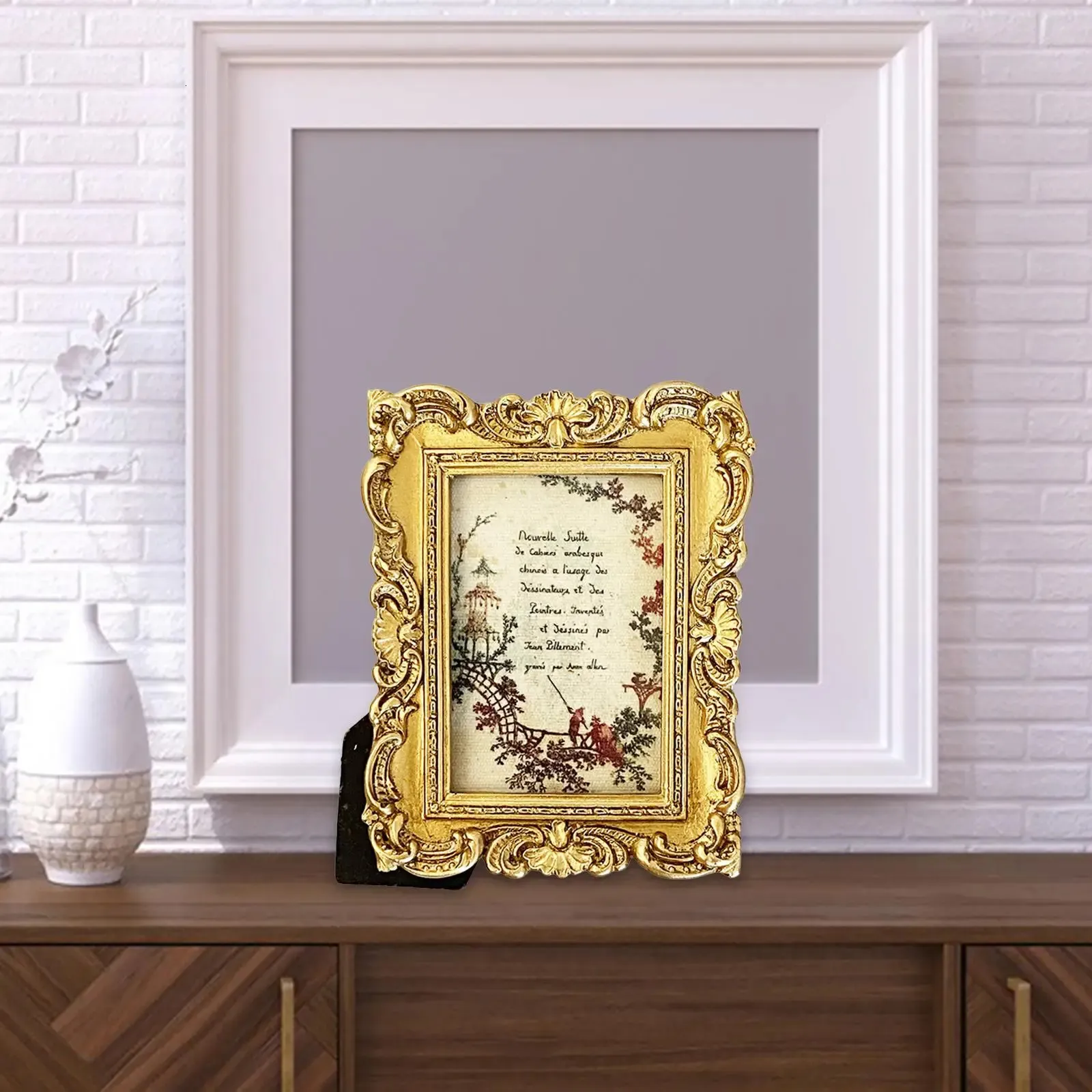 Antique Photo Frame Decorative Embossed Elegant French Tabletop Wall Hanging for Home Decoration Bedroom Wedding Gift Ideas