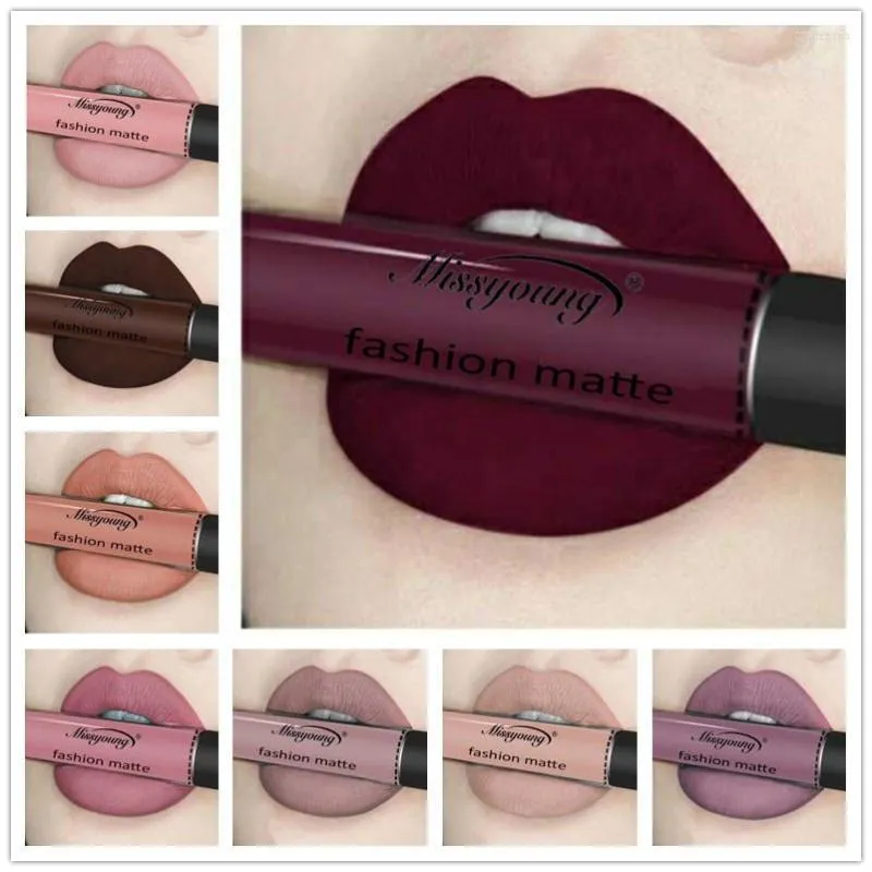 Lip Gloss 1Pcs Long Lasting Matte Glaze Pigment Dark Red Black Waterproof Non-stick Cup Sexy Women Makeup