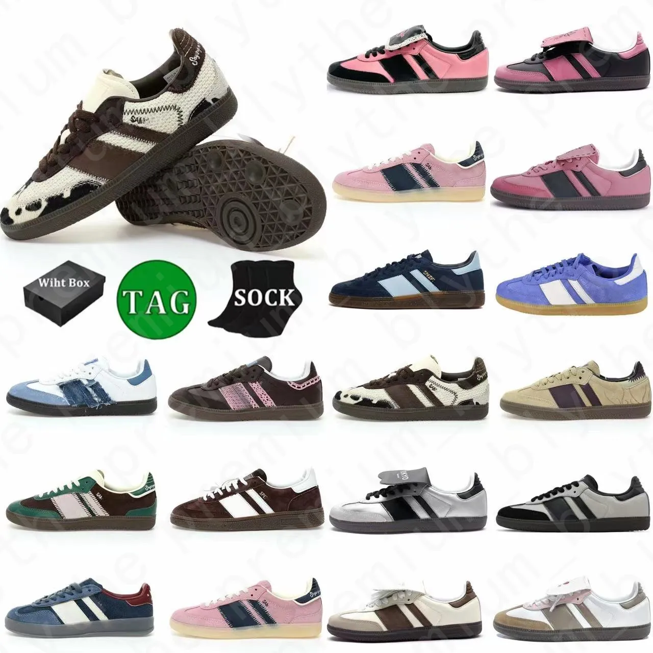 Met doos nieuwe stijl designer schoenen SPEZIAL OG SHOUS Wales Bonners Outdoor Non-Slip Outsole Sambas Sneakers Sports Trainers Casual schoenen voor mannen Women Big Size 36-45