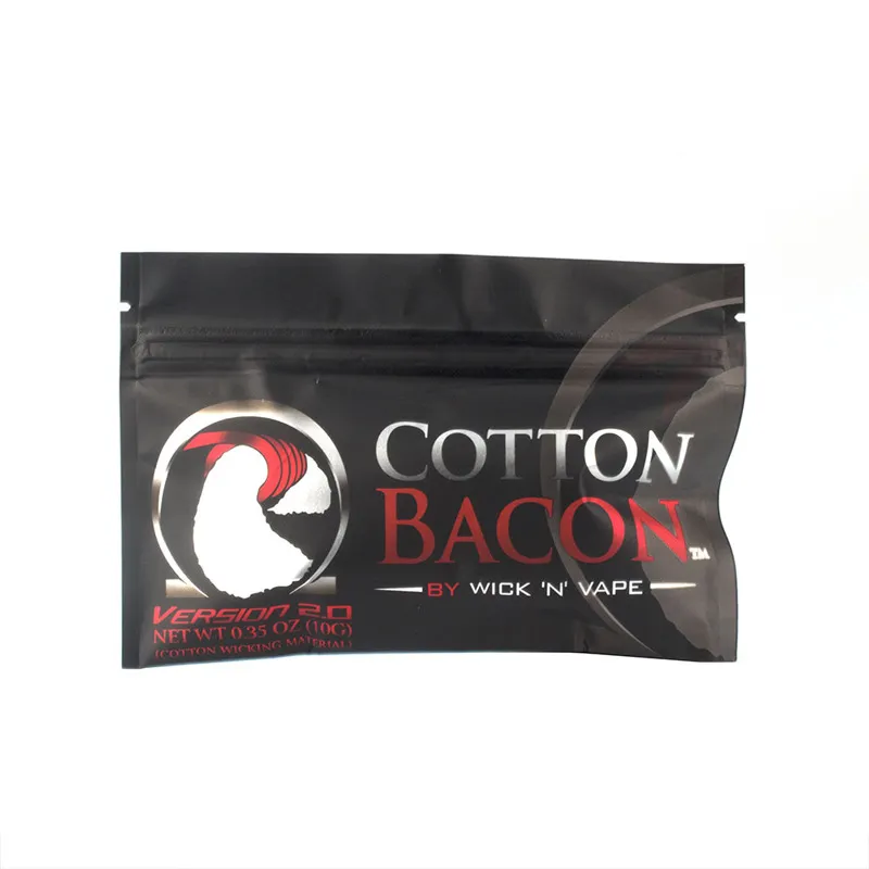 Bacon Cotton Bacon 2.0 Organiczny protabilny Vape Vape Cotton Sliver Gold Prime V2 Wersja dopasowana do DIY Wick Cewki RDA RTA Atomizer Waporyzator zbiornika