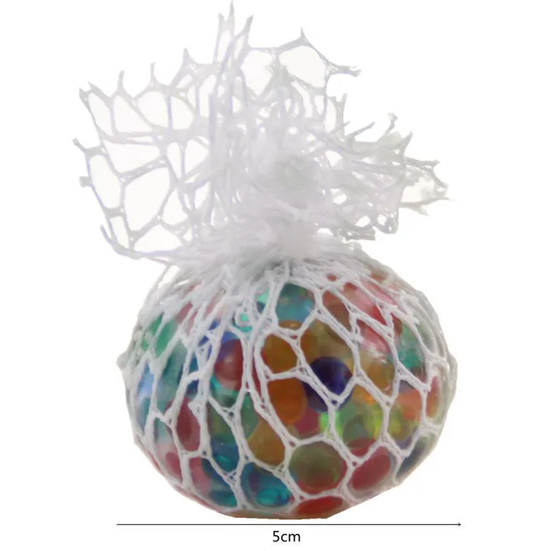 5,0 см. Крепкий мяч -скрип -игрушка красочные водяные бусины сетчатые швабры виноградного шарика против стресса сжимать шарики снятие стресса.