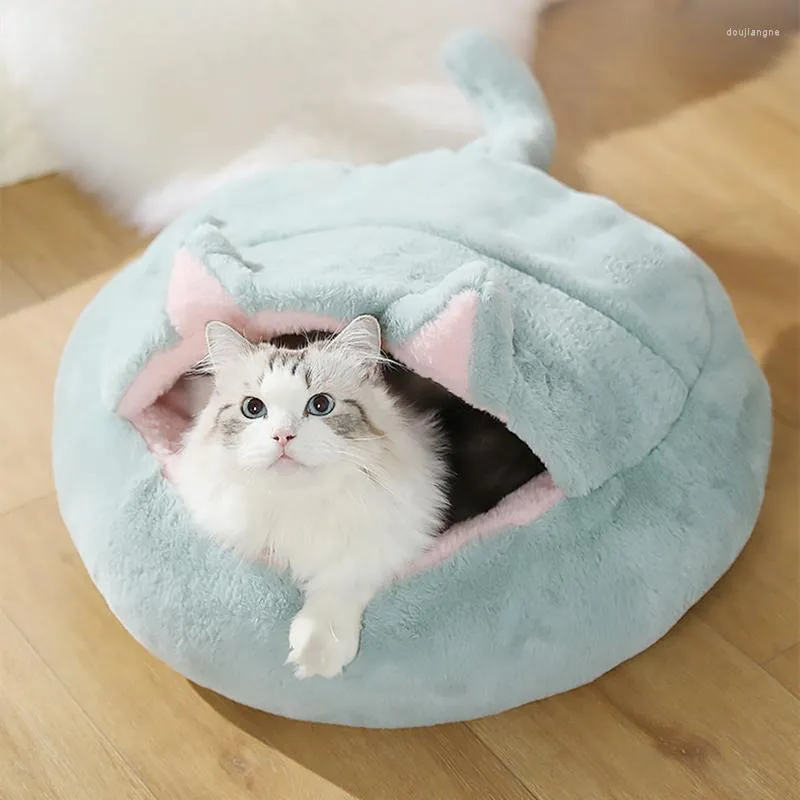 Cat Beds Bed Round Plush Warm House Soft Pet Dog Semi-Enclosed For Small Dogs Cats Nest Cushion Sleeping Sofa