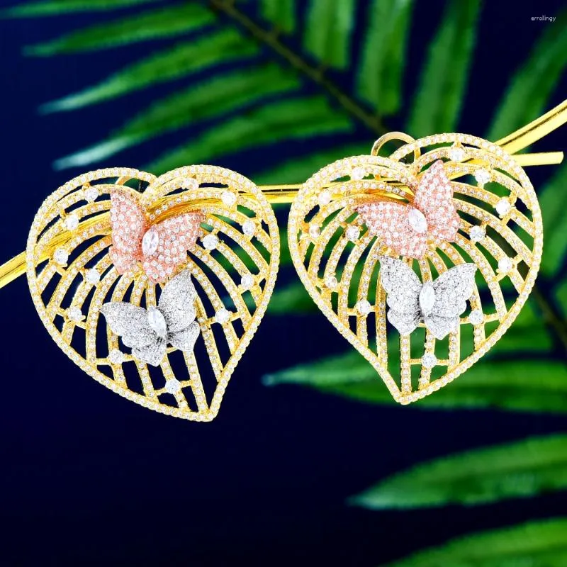 Boucles d'oreilles GODKI 45mm luxe papillon coeur pour les femmes de mariage cubique Zircon cristal Dubai mariée haut de gamme 2023