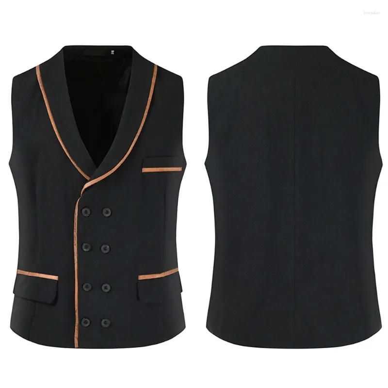 Gilet da uomo Gilet autunnale Gilet doppio petto Gilet formale da matrimonio elegante e casual Top con colori a contrasto