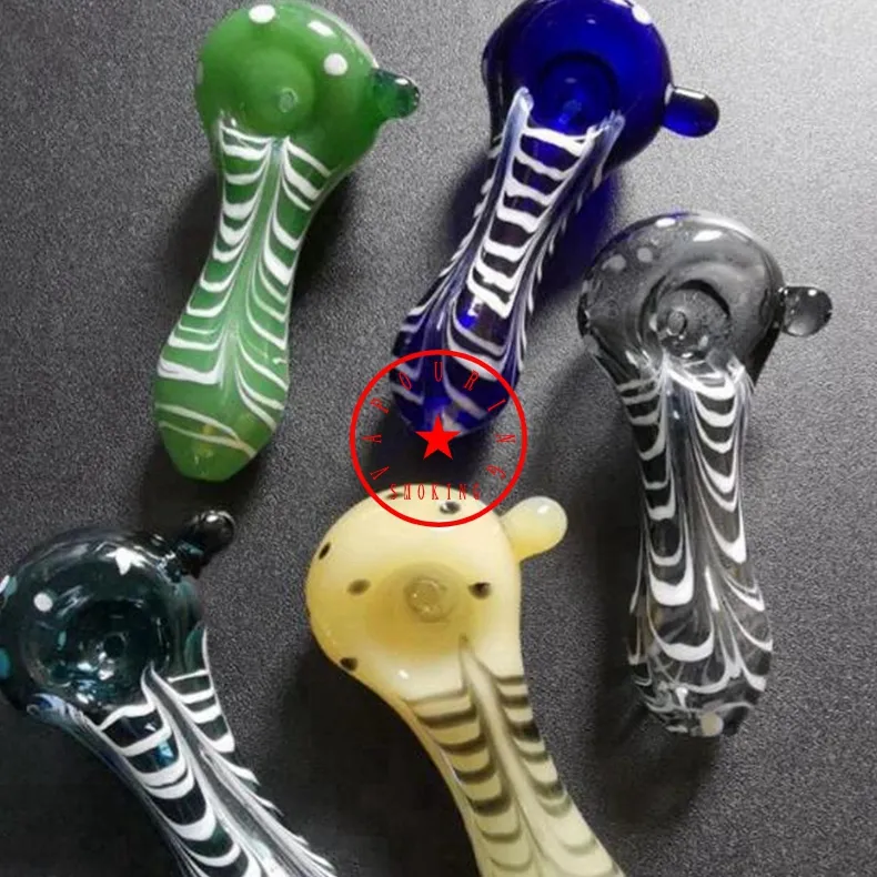 Latest Colorful Pyrex Thick Glass Hand Pipes Portable Pocket Style Filter Herb Tobacco Spoon Bowl Smoking Bong Holder Innovative Cigarette Holder Tube DHL
