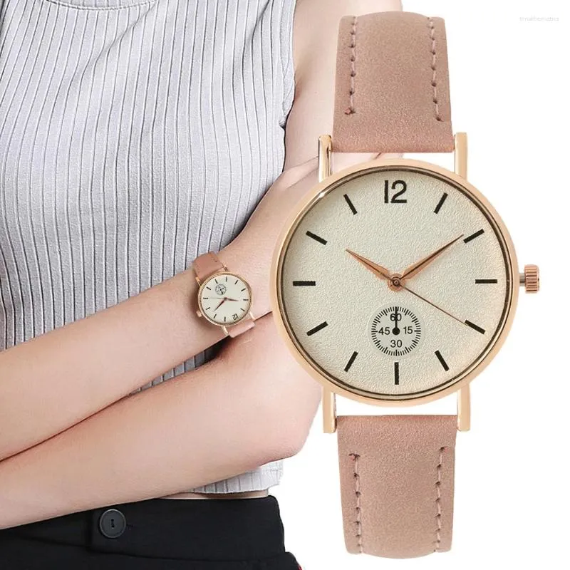 Wristwatches Luxury Ladies Simple Design Quartz Watch 2023 Fashion Brand Pink Leather Strap Women Clock Dress Watches