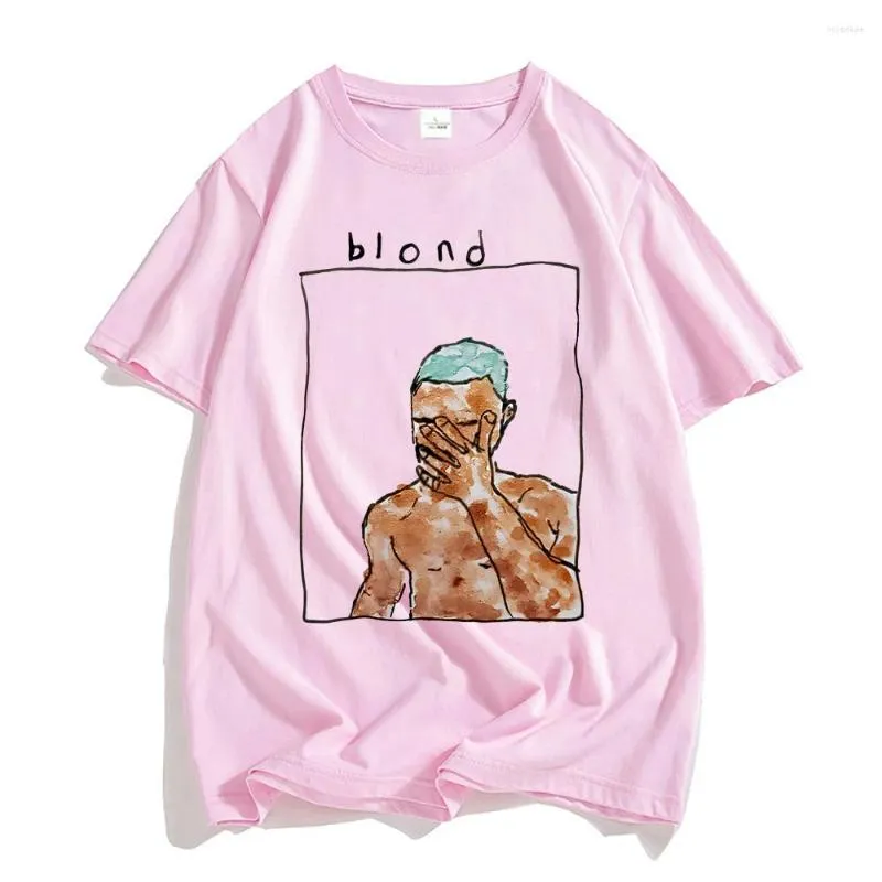 Heren T-shirts Frank O-ocean Blond RB Muziek MANNEN Knappe Esthetische T-shirts Katoenen T-shirts Vier Seizoenen High Street Korte Mouw