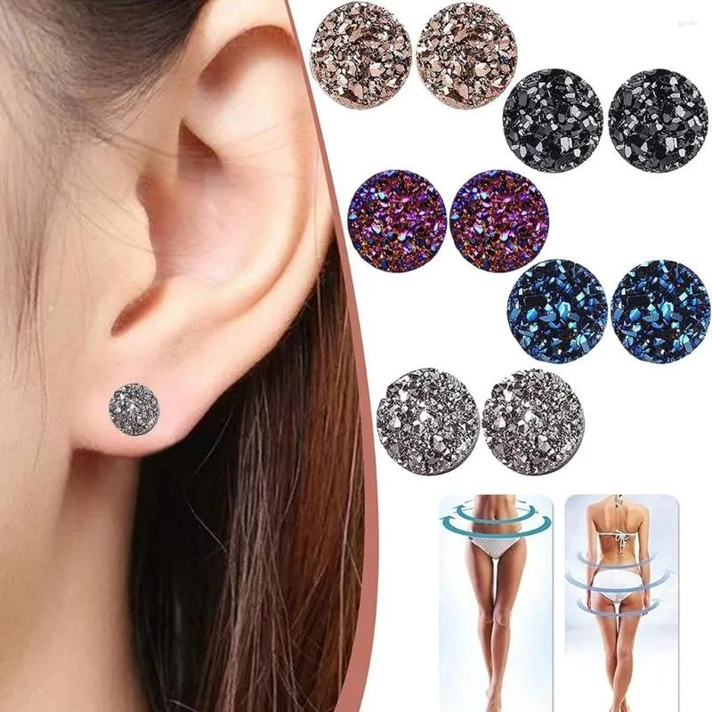 Boucles d'oreilles à tige magnétologie lymphvity Germanium Non Piercing aimant d'acupression clous d'oreille femmes hommes cristal boucle d'oreille magnétique