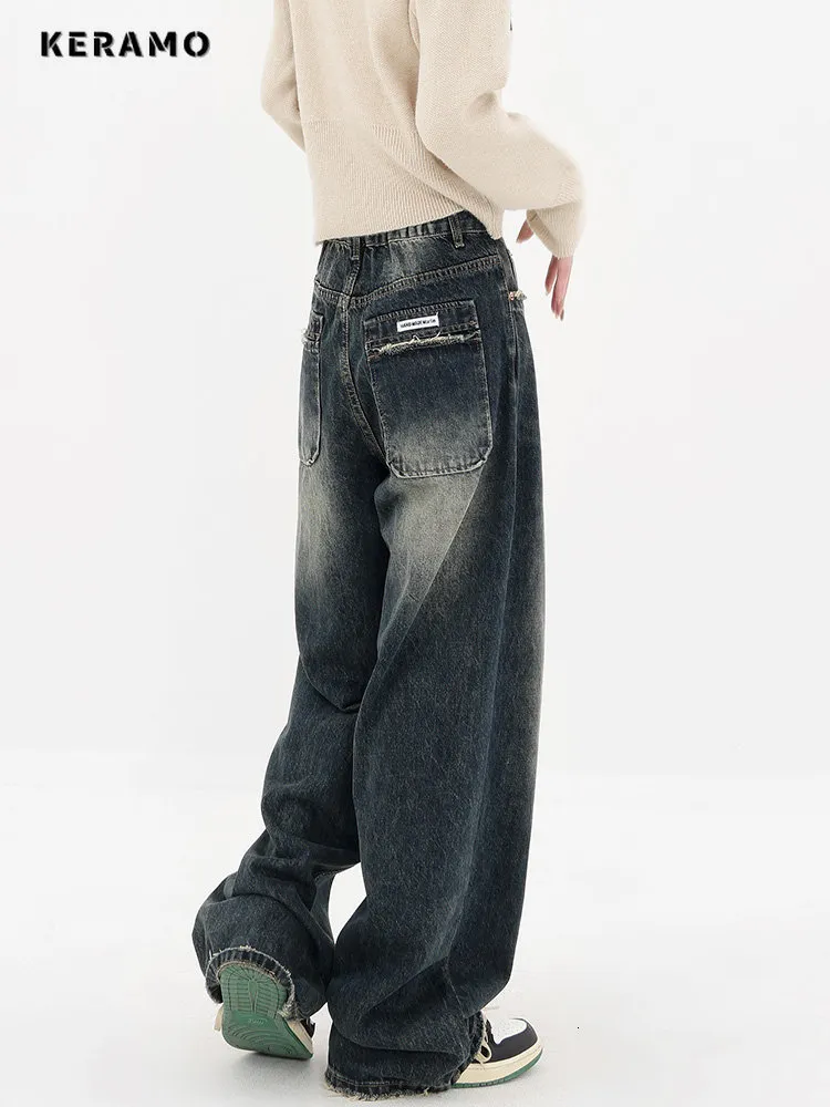 Jeans Femininos Harajuku Streetwear Retro Fashion 2023 Spring Women Women  High Wide Perna Larga Calça Jeans Reta De Calças Y2K 230413 De $376,03