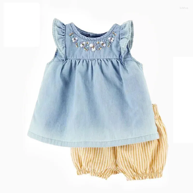 Set di abbigliamento T-shirt con stampa a maniche corte Pantaloncini per neonati Set di vestiti estivi per bambini Costume per ragazza nata per bambini 2023