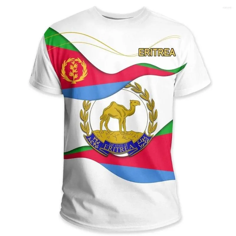 T-shirt da uomo Summer Plus Small T-shirt da uomo africana stampata a maniche corte con bandiera eritrea da donna Droperi-united