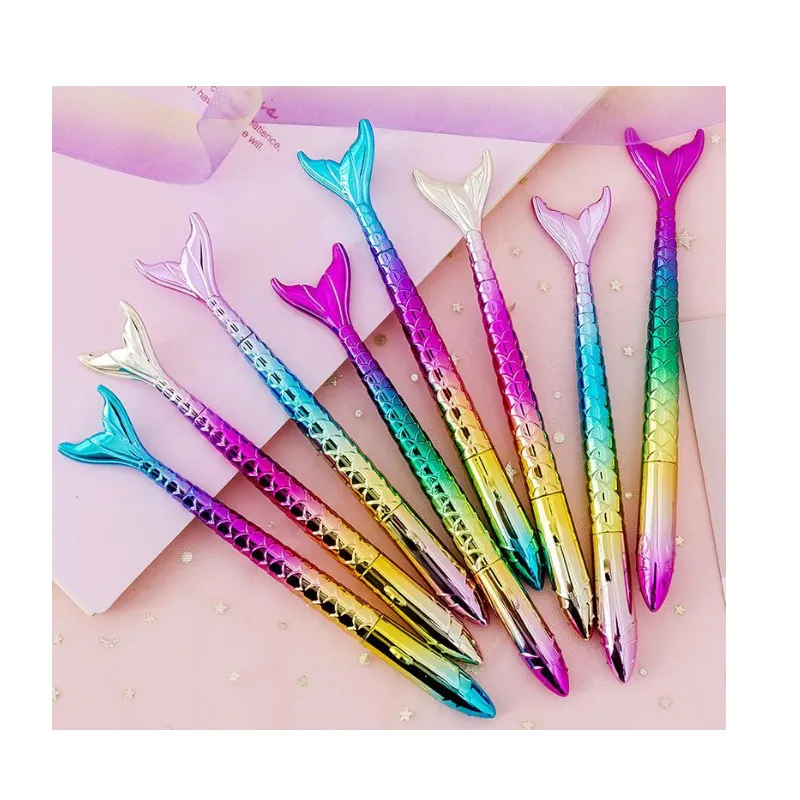 Mermaid Pens - Creative Liquid Gel Ink Rollerball Pen for School Home Office Stationery Store Kids Girls Women Coworkers Gift (0.5mm Black Gel Ink Pen)