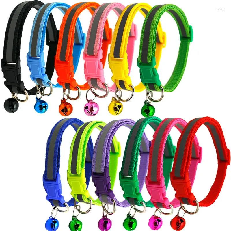 Dog Collars Pet Color Buckle Reflective Collar Patch Bell Cat