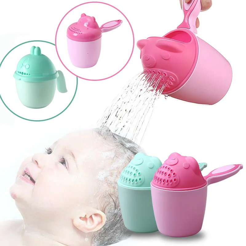 Jouets de bain Animal de bande dessinée Bébé Tasses Tout-petit Shampooing Coupe Bébé Genre Lavage Coupe De Cheveux Enfants Outil De Bain Bébé Douche Cuillères Piscine Jouets 230412