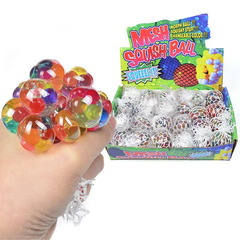 5,0 cm squishy ball fidget speelgoed kleurrijke water kralen gaas squish druiven bal anti stress knijpen ballen stress verlichting decompressie speelgoed angst reliever