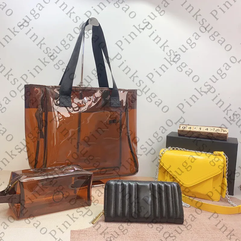 Pink Sugao tote bag handbags purses women shoulder bag genuine leather clear Transparent 3pcs/set with wallet clutch bag shopping bag wallet xy-230413-150