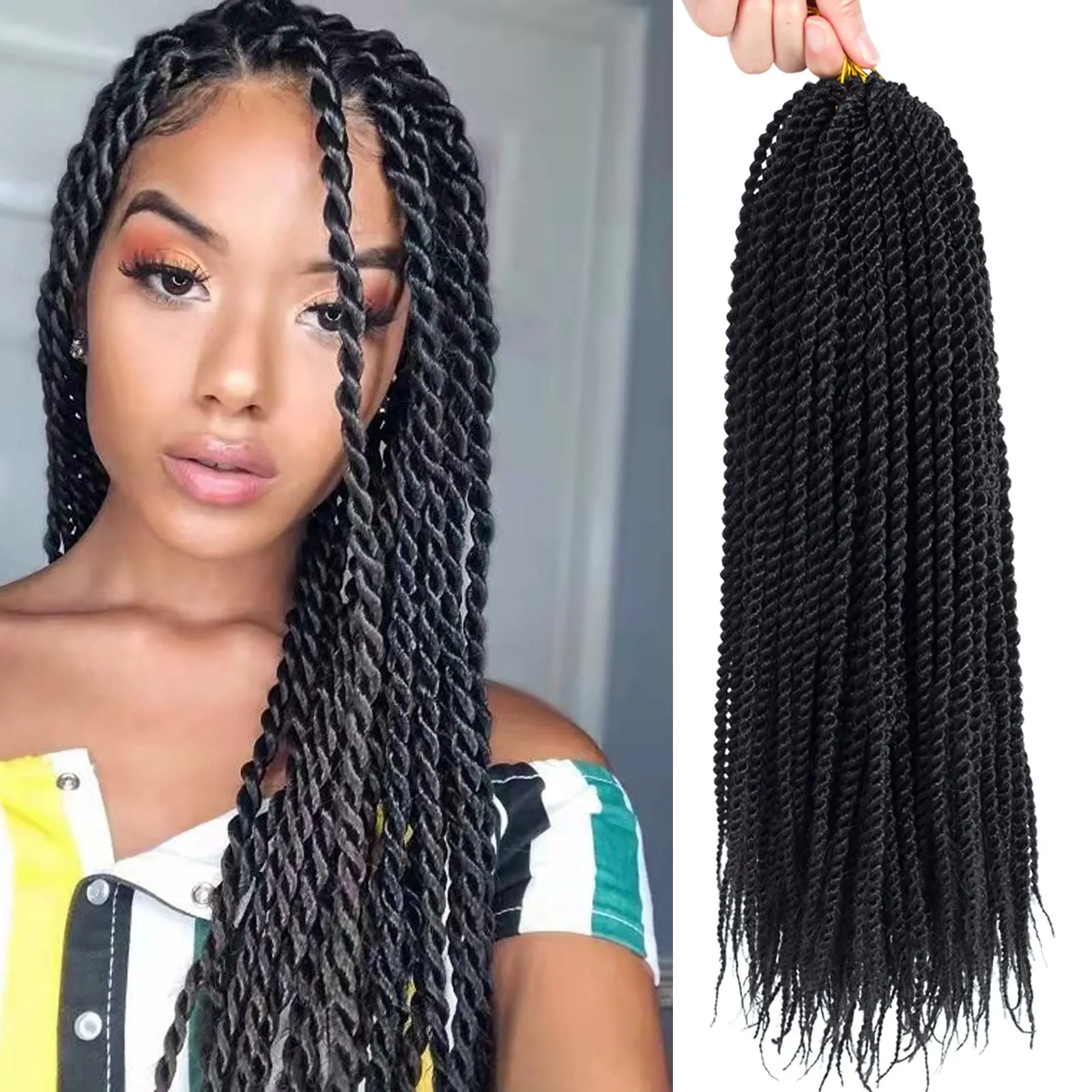 Ombre Senegalese Twist Crochet Hair 22 Zoll Zöpfe Senegalese Crochet Twist Pre-Lopped Small Crochet Hair für Frauen