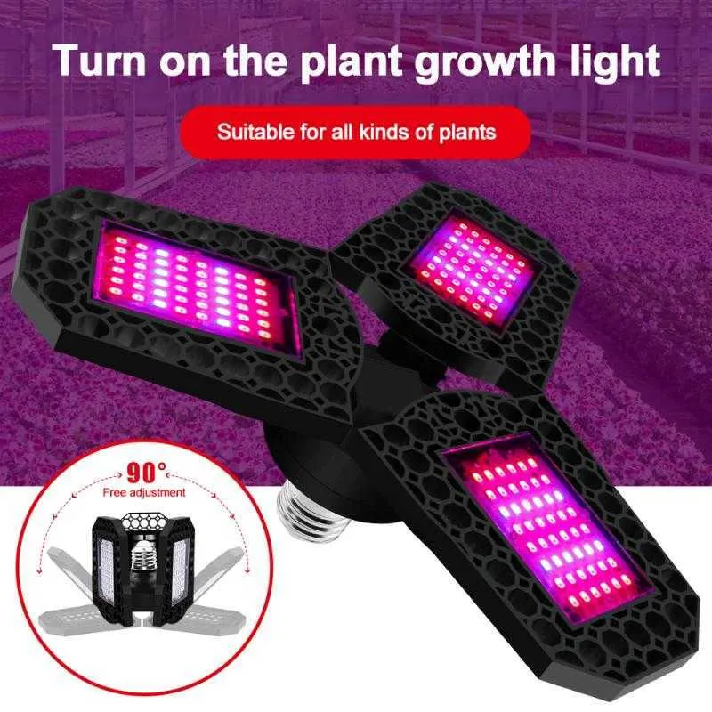 Grow Lights 108/126/144 LED E27植物成長光変形折りたたみ植物成長ランプレッドブルースペクトル屋内植物ライトLEDライトP230413