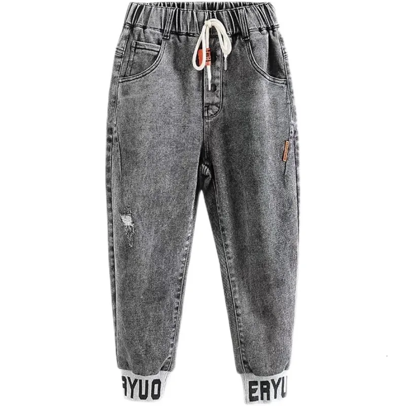 Jeans Pour Garçons Avec Ceinture élastique Et Poches Pantalons En