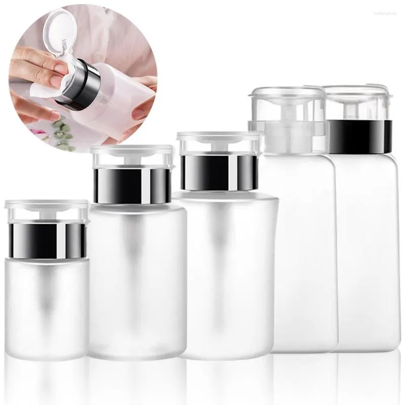 Storage Bottles 60/150/180/250ML Nail Bottle Empty Press Pump Dispenser Plastic Portable Liquid Polish Remover Cleaner Makeup Manicure Tools