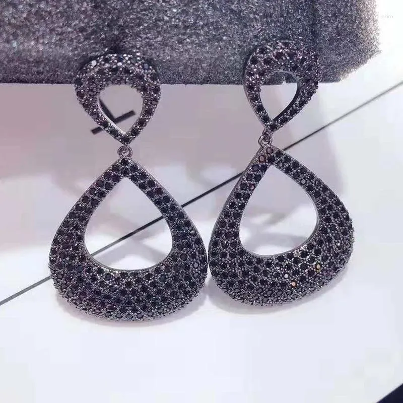 Dangle Oorbellen Mode Schoonheid Zwarte Kubieke Zirkoon Lange Drop Voor Vrouwen Birdal Accessoires Boucle D' Oreille Sieraden E-936