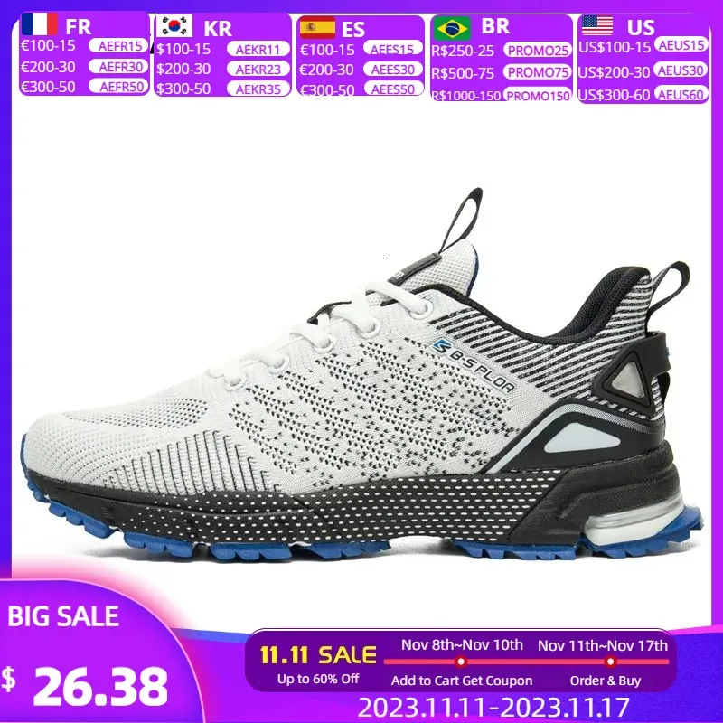 Veiligheidsschoenen Baasploa Mannen Loopschoenen Professionele Antislip Hardloopschoen Sneakers Mannen Outdoor Mesh Oppervlak Ademend Basketbalschoenen 231113