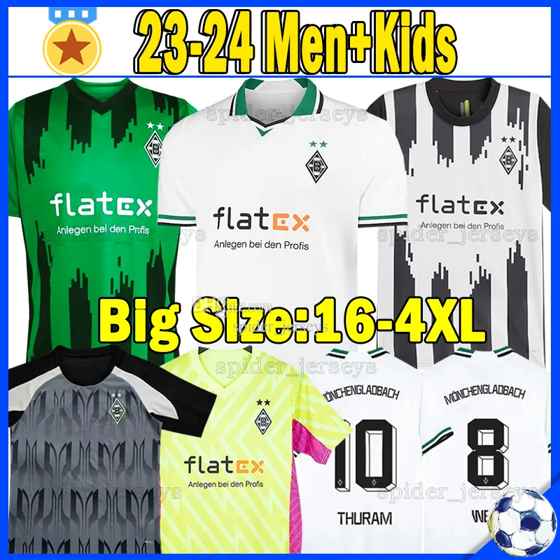 23/24 Borussia Monchengladbach Soccer Jerseys 2023 2024 Plea Thuram Ginter Bensebaini Herrmann Embolo Men Kids Kits Football Mearcheeper Training Shirts Uniforms