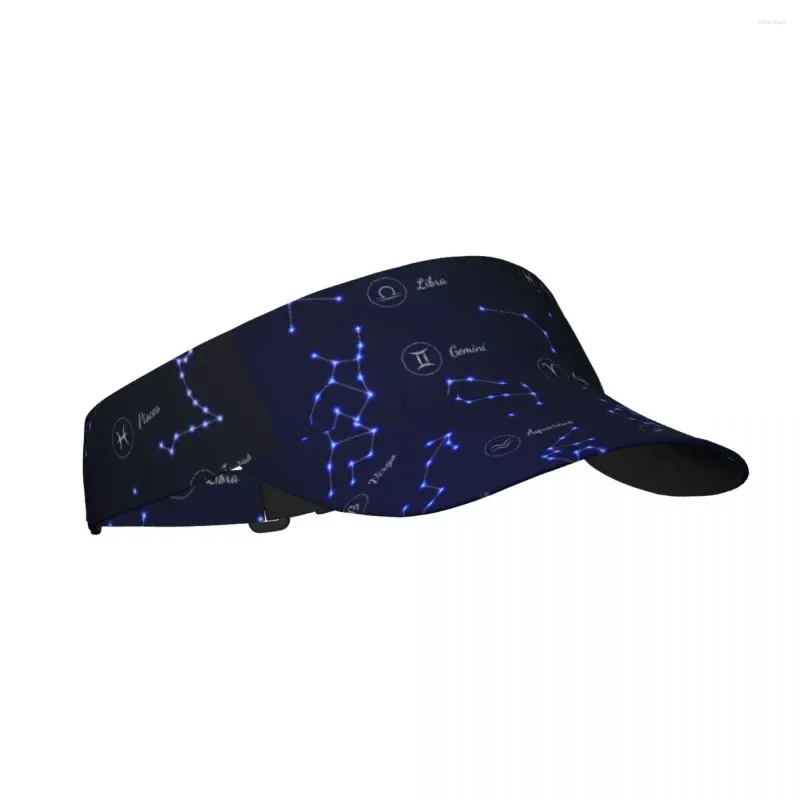 Boinas doze constelações no céu noturno Summer Sum Sun Hat Visor Protection UV Top Sports Golf Sports Golf Running SunScreen Cap