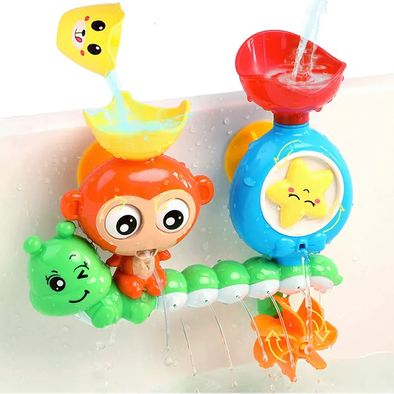 Bath Toys Baby Bath Toy Sunction Cup Track Waterspellen Kinderen Badkamer Monkey Caterpilla Bad Douche speelgoed voor kinderen Verjaardagsgeschenken 230412