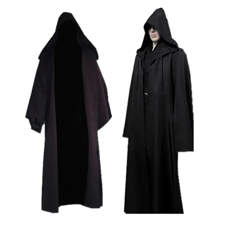 Men's Trench Coats Darth Vader Cosplay Clothes Terry Jedi Black Robe Knight Hoodie Cloak Halloween Costume Cape For Adult 230413