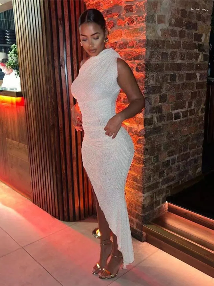 Casual White One Shoulder Ankle-Length Maxi Dress with Hooded Collar for  Women from Dhgate Basic & Casual Dresses - price 27.16