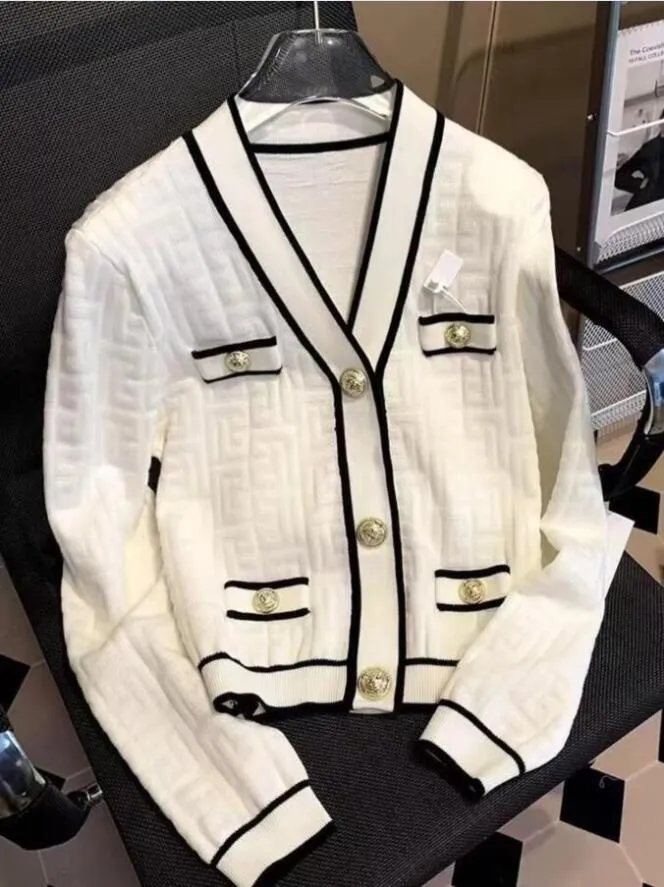 Primavera das mulheres soltas designer de malha suéteres cardigans elegantes meninas botões de malha branco processo de gravação moletom para mulheres